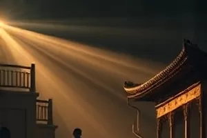 黑白光影交错的墙面，视觉随笔《光影札记》